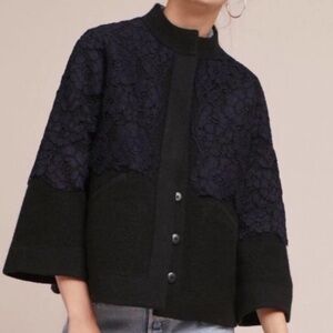 Anthropologie Wool Bell-Sleeve Sweater Jacket